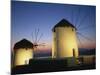 Floodlit Windmills at Night, Mykonos Town, Mykonos, Cyclades, Greek Islands, Greece, Europe-Lee Frost-Mounted Photographic Print