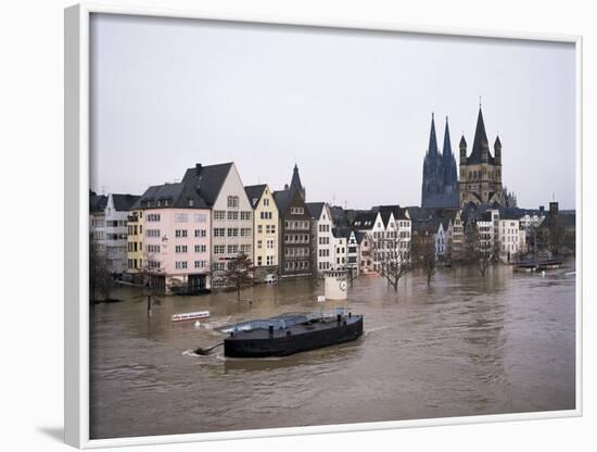 Floods in 1995, River Rhine, Cologne (Koln), Germany-Hans Peter Merten-Framed Photographic Print