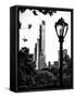 Floor Lamp in Central Park Overlooking Buildings (Essex House), Manhattan, New York-Philippe Hugonnard-Framed Stretched Canvas