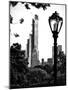 Floor Lamp in Central Park Overlooking Buildings (Essex House), Manhattan, New York-Philippe Hugonnard-Mounted Photographic Print