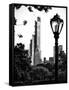 Floor Lamp in Central Park Overlooking Buildings (Essex House), Manhattan, New York-Philippe Hugonnard-Framed Stretched Canvas