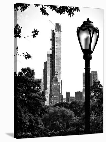 Floor Lamp in Central Park Overlooking Buildings (Essex House), Manhattan, New York-Philippe Hugonnard-Stretched Canvas