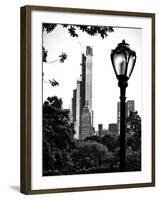 Floor Lamp in Central Park Overlooking Buildings (Essex House), Manhattan, New York-Philippe Hugonnard-Framed Premium Photographic Print