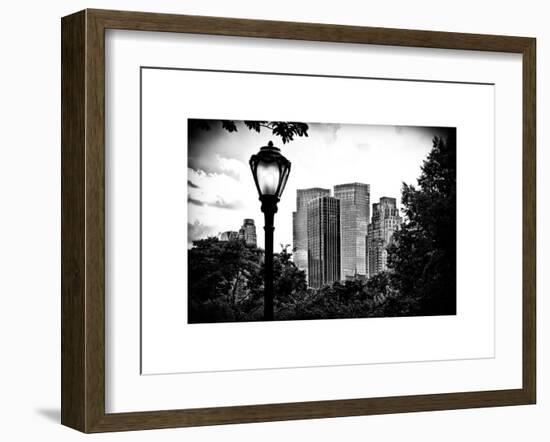 Floor Lamp in Central Park Overlooking Buildings, Manhattan, New York, White Frame-Philippe Hugonnard-Framed Art Print