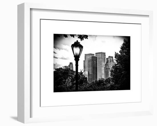 Floor Lamp in Central Park Overlooking Buildings, Manhattan, New York, White Frame-Philippe Hugonnard-Framed Art Print