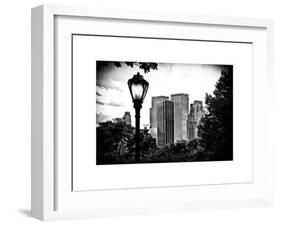 Floor Lamp in Central Park Overlooking Buildings, Manhattan, New York, White Frame-Philippe Hugonnard-Framed Art Print