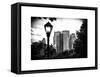 Floor Lamp in Central Park Overlooking Buildings, Manhattan, New York, White Frame-Philippe Hugonnard-Framed Stretched Canvas