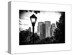 Floor Lamp in Central Park Overlooking Buildings, Manhattan, New York, White Frame-Philippe Hugonnard-Stretched Canvas