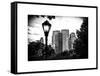 Floor Lamp in Central Park Overlooking Buildings, Manhattan, New York, White Frame-Philippe Hugonnard-Framed Stretched Canvas