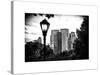 Floor Lamp in Central Park Overlooking Buildings, Manhattan, New York, White Frame-Philippe Hugonnard-Stretched Canvas