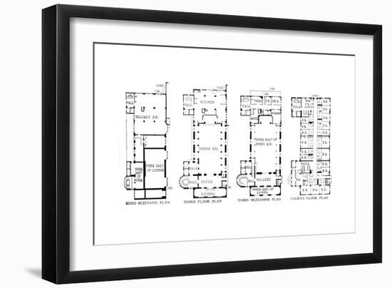 Floor plans, University Club Building, Los Angeles, California, 1923-null-Framed Giclee Print