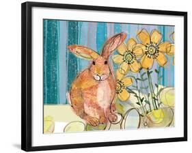 Floppy Bunny - Yellow Flowers-Robbin Rawlings-Framed Art Print