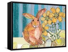 Floppy Bunny - Yellow Flowers-Robbin Rawlings-Framed Stretched Canvas