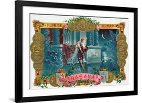 Flor de Romeo Brand Cigar Box Label, Famous Romeo and Juliet Balcony Scene-Lantern Press-Framed Premium Giclee Print