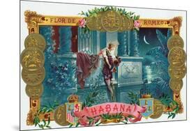 Flor de Romeo Brand Cigar Box Label, Famous Romeo and Juliet Balcony Scene-Lantern Press-Mounted Premium Giclee Print