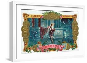 Flor de Romeo Brand Cigar Box Label, Famous Romeo and Juliet Balcony Scene-Lantern Press-Framed Art Print