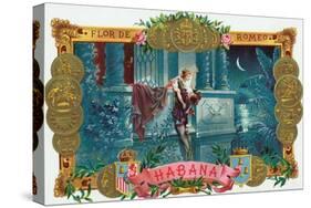 Flor de Romeo Brand Cigar Box Label, Famous Romeo and Juliet Balcony Scene-Lantern Press-Stretched Canvas