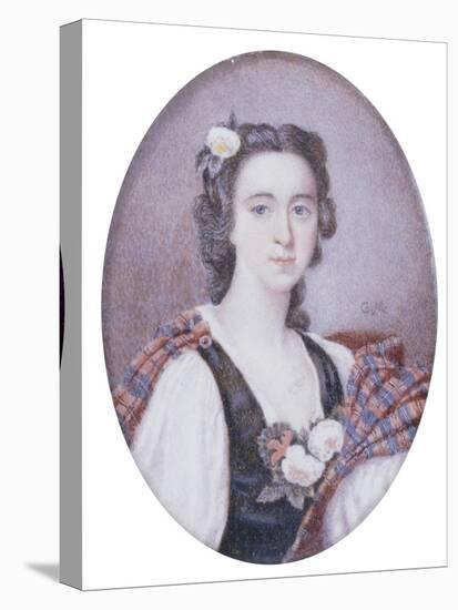 Flora Macdonald (1722-1790), in Black and White Dress with Bouquet of Roses and Tartan Plaid-George Murray-Stretched Canvas