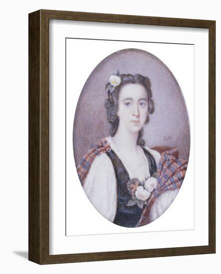 Flora Macdonald (1722-1790), in Black and White Dress with Bouquet of Roses and Tartan Plaid-George Murray-Framed Giclee Print