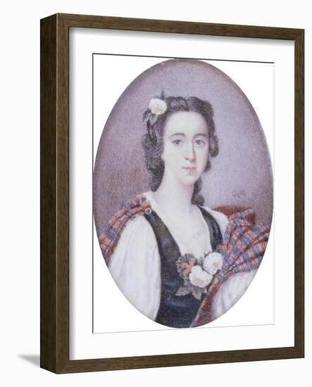 Flora Macdonald (1722-1790), in Black and White Dress with Bouquet of Roses and Tartan Plaid-George Murray-Framed Giclee Print