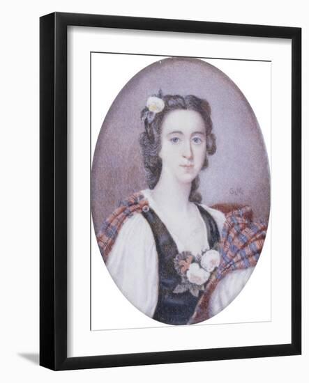 Flora Macdonald (1722-1790), in Black and White Dress with Bouquet of Roses and Tartan Plaid-George Murray-Framed Giclee Print