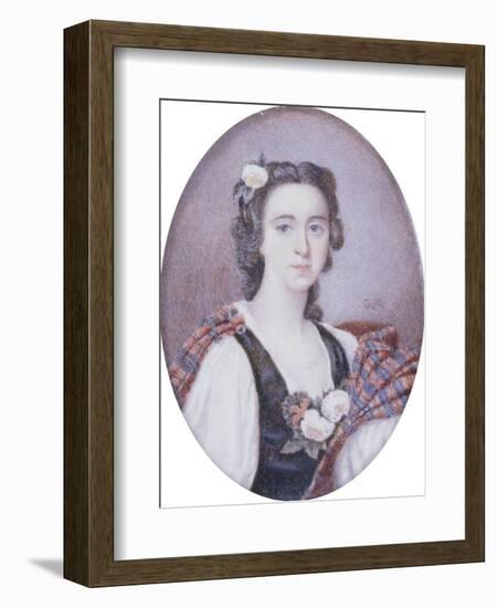 Flora Macdonald (1722-1790), in Black and White Dress with Bouquet of Roses and Tartan Plaid-George Murray-Framed Giclee Print