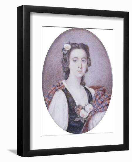 Flora Macdonald (1722-1790), in Black and White Dress with Bouquet of Roses and Tartan Plaid-George Murray-Framed Giclee Print