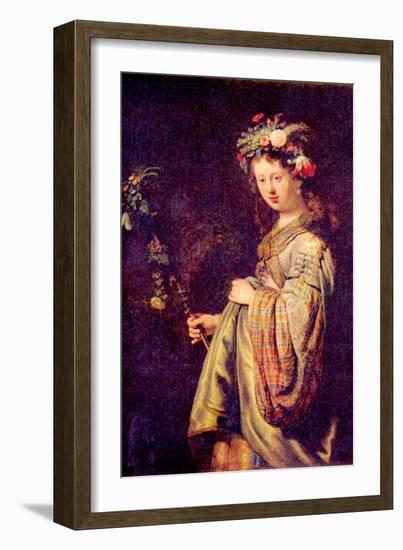 Flora (Portrait of Saskia as Flora)-Rembrandt van Rijn-Framed Art Print
