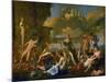 Flora's Realm, 1631, Three Gods, Flora, Apollo and Pan; Ajax Killing Himself-Nicolas Poussin-Mounted Giclee Print