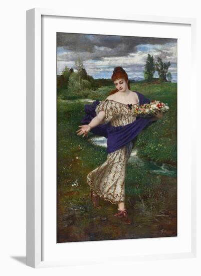 Flora, Scattering Flowers (Flora, Blumen Streuend), 1875-Arnold Böcklin-Framed Giclee Print