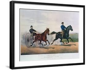 Flora Temple and Lancet Racing on the Centreville Course, 1856-Currier & Ives-Framed Giclee Print