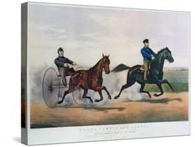 Flora Temple and Lancet Racing on the Centreville Course, 1856-Currier & Ives-Stretched Canvas