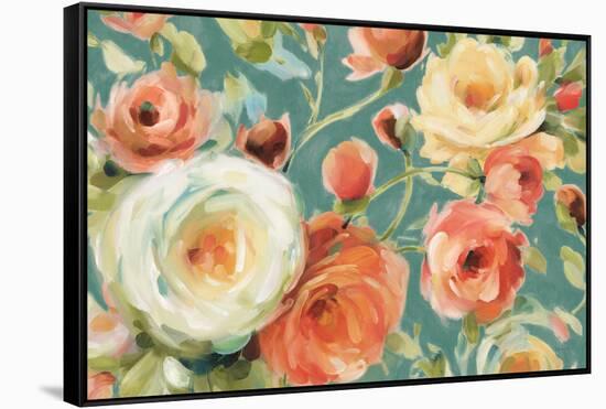 Florabundance I Autumn Teal-Lisa Audit-Framed Stretched Canvas