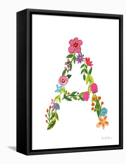 Floral Alphabet Letter I-Farida Zaman-Framed Stretched Canvas