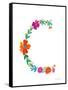 Floral Alphabet Letter III-Farida Zaman-Framed Stretched Canvas