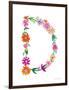 Floral Alphabet Letter IV-Farida Zaman-Framed Art Print