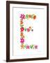 Floral Alphabet Letter V-Farida Zaman-Framed Art Print