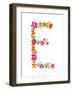 Floral Alphabet Letter V-Farida Zaman-Framed Art Print