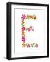 Floral Alphabet Letter V-Farida Zaman-Framed Art Print