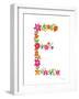 Floral Alphabet Letter V-Farida Zaman-Framed Art Print