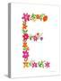 Floral Alphabet Letter V-Farida Zaman-Stretched Canvas