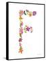 Floral Alphabet Letter VI-Farida Zaman-Framed Stretched Canvas