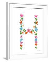 Floral Alphabet Letter VIII-Farida Zaman-Framed Art Print