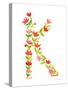 Floral Alphabet Letter XI-Farida Zaman-Stretched Canvas