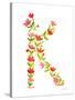 Floral Alphabet Letter XI-Farida Zaman-Stretched Canvas