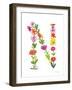 Floral Alphabet Letter XIV-Farida Zaman-Framed Art Print