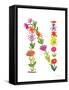 Floral Alphabet Letter XIV-Farida Zaman-Framed Stretched Canvas