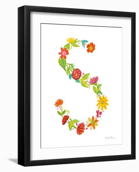 Floral Alphabet Letter XIX-Farida Zaman-Framed Art Print