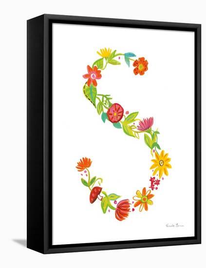 Floral Alphabet Letter XIX-Farida Zaman-Framed Stretched Canvas