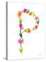 Floral Alphabet Letter XVI-Farida Zaman-Stretched Canvas